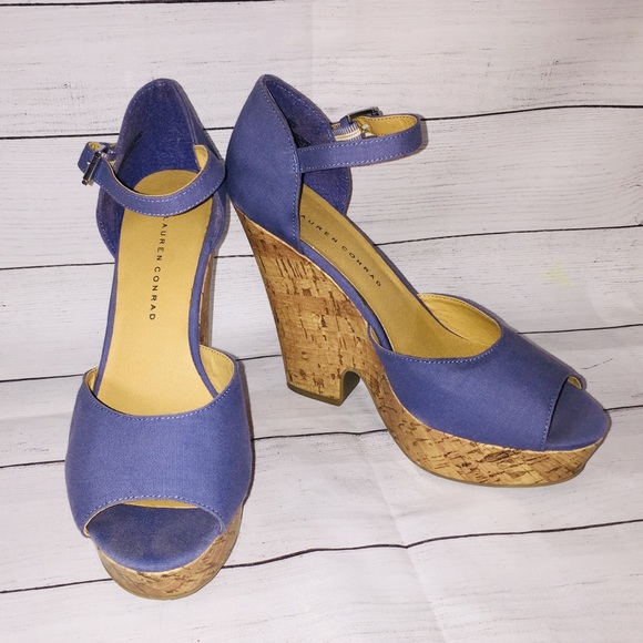 Lauren Conrad Madison Periwinkle wedge sandals - Picture 1 of 12